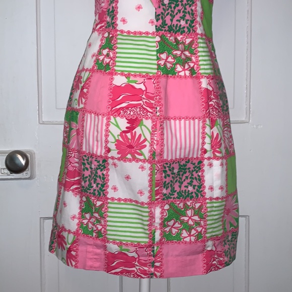 LILLY PULITZER FLORAL BUTTERFLY STRIPE PRINT STRAPLESS SHEATH DRESS - Picture 8 of 16